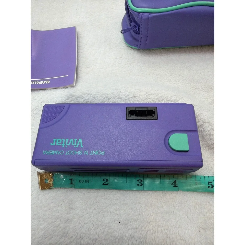 NIB Vintage Vivitar Point N Shoot Camera Purple 1987 Retro Avon 110 Film w Case